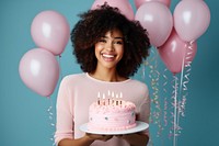Black woman balloon cake birthday. AI generated Image by rawpixel.