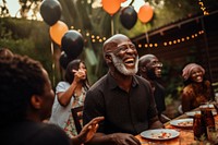 Black senior man birthday laughing smiling. AI generated Image by rawpixel.