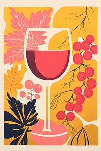 Wine glasse painting drink art. AI generated Image by rawpixel.