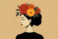 Person with flower head portrait adult plant. AI generated Image by rawpixel.