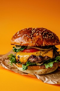Vegan hamburger sesame cheese food. AI generated Image by rawpixel.