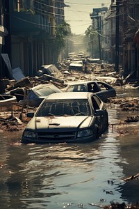 Car vehicle street flood. 