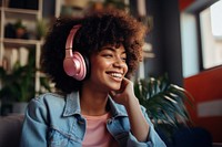 Young black girl headphones technology headset. AI generated Image by rawpixel.