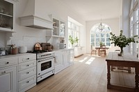 White kitchen interior architecture furniture appliance. AI generated Image by rawpixel.