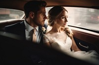 Newlyweds wedding vehicle fashion. AI generated Image by rawpixel.