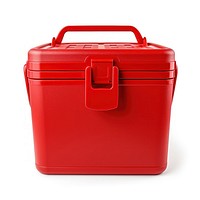 Red collapsible plastic cooler white background container briefcase. AI generated Image by rawpixel.
