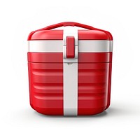 Red white collapsible plastic cooler suitcase luggage white background. AI generated Image by rawpixel.
