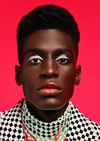 Black young man portrait photography red. AI generated Image by rawpixel.