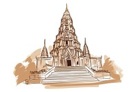 Temple drawing sketch architecture. AI generated Image by rawpixel.