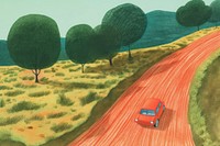 Red car driving in the country road vehicle transportation automobile. AI generated Image by rawpixel.