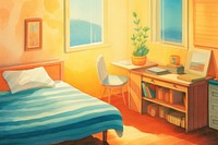 Bed room architecture furniture painting. AI generated Image by rawpixel.