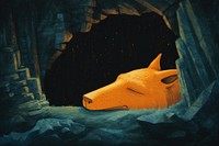 Dragon sleeping in cave animal mammal representation. AI generated Image by rawpixel.