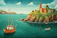 Harbor architecture lighthouse landscape. AI generated Image by rawpixel.