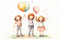 Three children standing and eating ice cream balloon cute toy. AI generated Image by rawpixel.