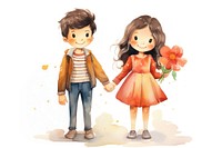 Two children are on a date flower cute togetherness. AI generated Image by rawpixel.