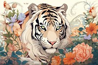 Tiger wildlife pattern animal. AI generated Image by rawpixel.