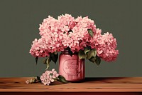 Pink hydrangea flower jar plant. AI generated Image by rawpixel.