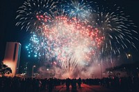 New year fireworks architecture celebration. AI generated Image by rawpixel.