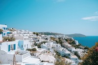 Greece cityscape vacation architecture tranquility. AI generated Image by rawpixel.
