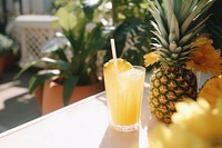 Pineapple drink fruit plant table. AI generated Image by rawpixel.