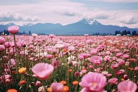 Blooming blossoming flowering field landscape grassland. AI generated Image by rawpixel.