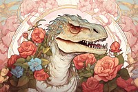 Dinosaur reptile flower rose. AI generated Image by rawpixel.