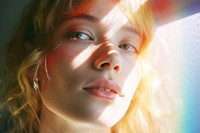 Rainbow light on friendship face photography portrait adult. AI generated Image by rawpixel.