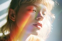 Rainbow light on friendship face photography portrait sunlight. AI generated Image by rawpixel.