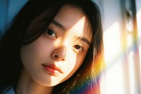 Rainbow light on friendship face photography portrait skin. AI generated Image by rawpixel.