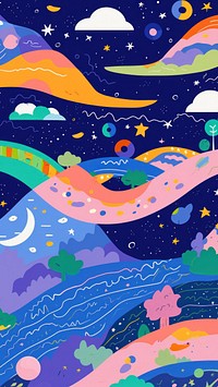 Vibrant night sky pattern abstract painting graphics. AI generated Image by rawpixel.