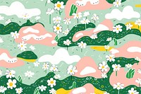 Vibrant cute Chamomile pattern graphics backgrounds creativity. AI generated Image by rawpixel.