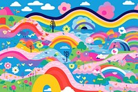 Vibrant cute rainbow pattern abstract painting graphics. AI generated Image by rawpixel.
