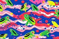 Vibrant frog pattern amphibian backgrounds creativity. AI generated Image by rawpixel.