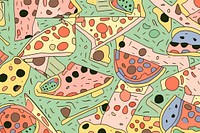 Vibrant pizza pattern backgrounds illustrated variation. AI generated Image by rawpixel.
