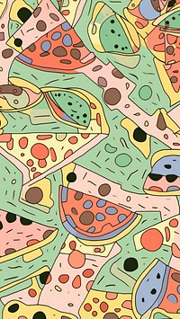 Vibrant pizza pattern cartoon drawing backgrounds. AI generated Image by rawpixel.