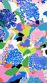 Vibrant hydrangea flowers pattern abstract graphics art. AI generated Image by rawpixel.