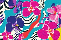 Vibrant orchid pattern graphics flower plant. AI generated Image by rawpixel.
