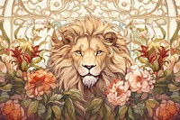 Lion backgrounds mammal flower. AI generated Image by rawpixel.