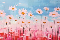 Flower daisy field art painting outdoors. AI generated Image by rawpixel.