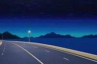 Road and sea landscape outdoors horizon. AI generated Image by rawpixel.