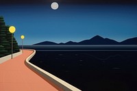 Road and sea night outdoors nature. AI generated Image by rawpixel.