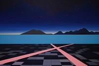 Road and sea night nature sky. AI generated Image by rawpixel.