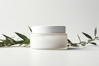 Cream jar mockup on white cosmetics plant medicine. AI generated Image by rawpixel.