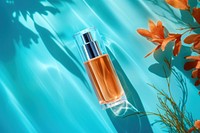 Serum bottle on a bright background cosmetics perfume container. 