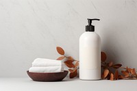 Bottle towel container bathroom. AI generated Image by rawpixel.