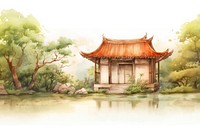 Ancient chinese house architecture landscape building. AI generated Image by rawpixel.