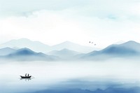 Boat landscape mountain outdoors. AI generated Image by rawpixel.