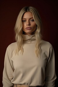 Beige sweatshirt blonde adult woman. AI generated Image by rawpixel.