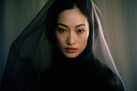 Vietnamese woman veil portrait black. AI generated Image by rawpixel.