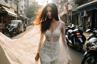 Thai woman wedding street dress. AI generated Image by rawpixel.